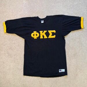 Vtg 90s Russell Athletic Phi Kappa‎ Sigma Rugby Style Jersey Ringer Shirt